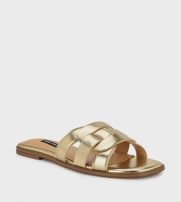 GLORIE Metallic Strappy Flat Sandals