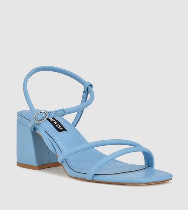 Nine Blue Asymmetric Block Heel Sandals, China Blue, £58.00