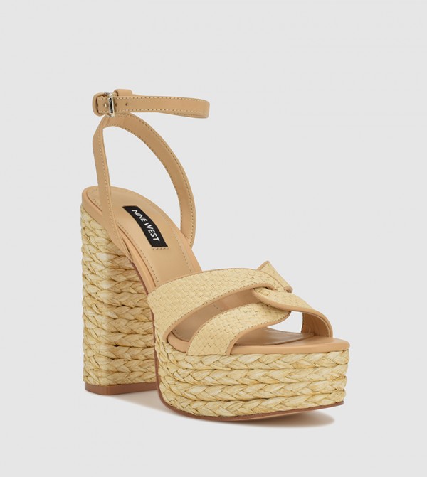 Buy Nine West HAYYA Ankle Strap Espadrille Heel Sandals In Beige