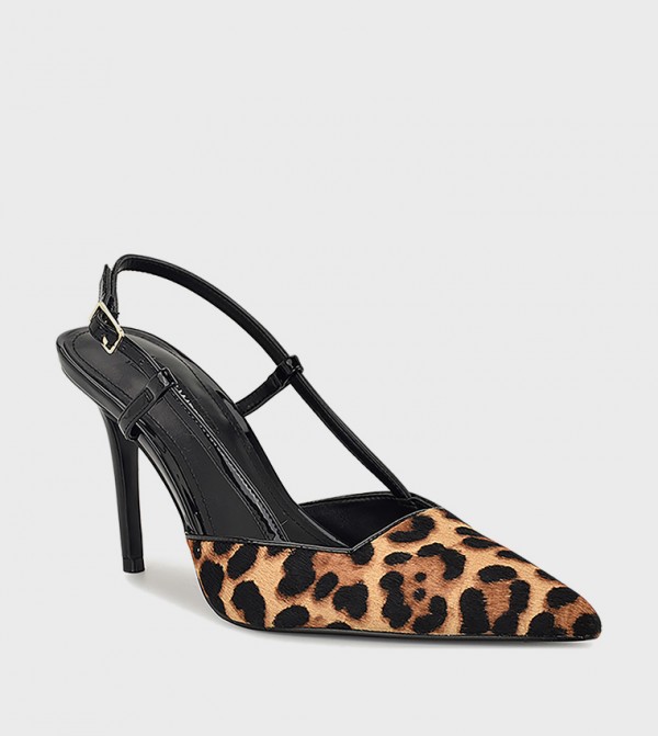 MIANDAP Leopard Print Slingback Pumps