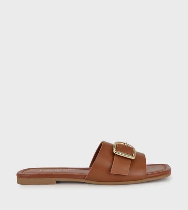 Buckled Open Toe Flat Sandals