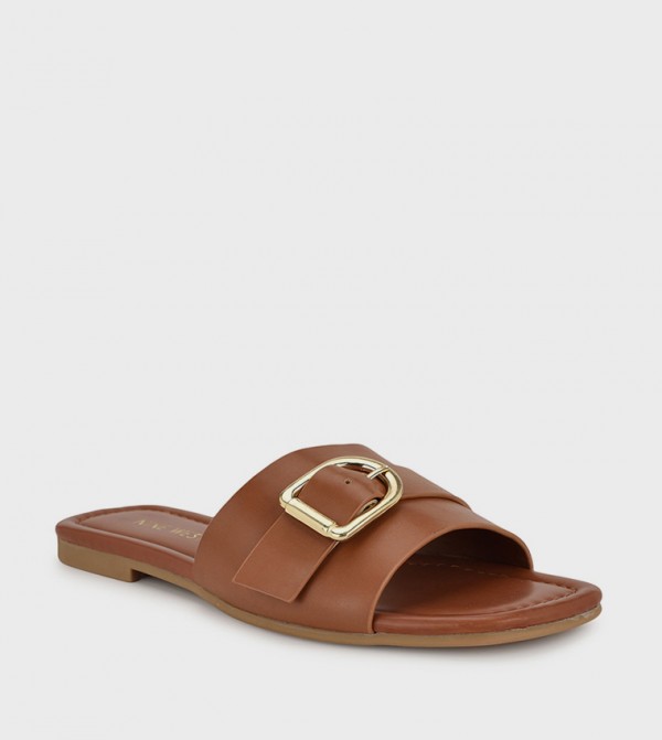 QNICE Buckle Detail Flat Sandals