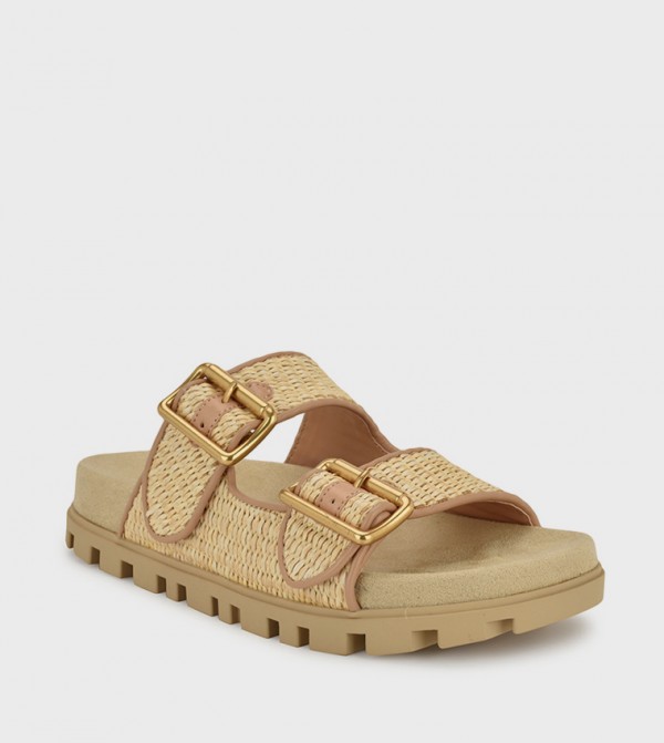 TIMMA Straw Buckle Detail Comfort Sandals