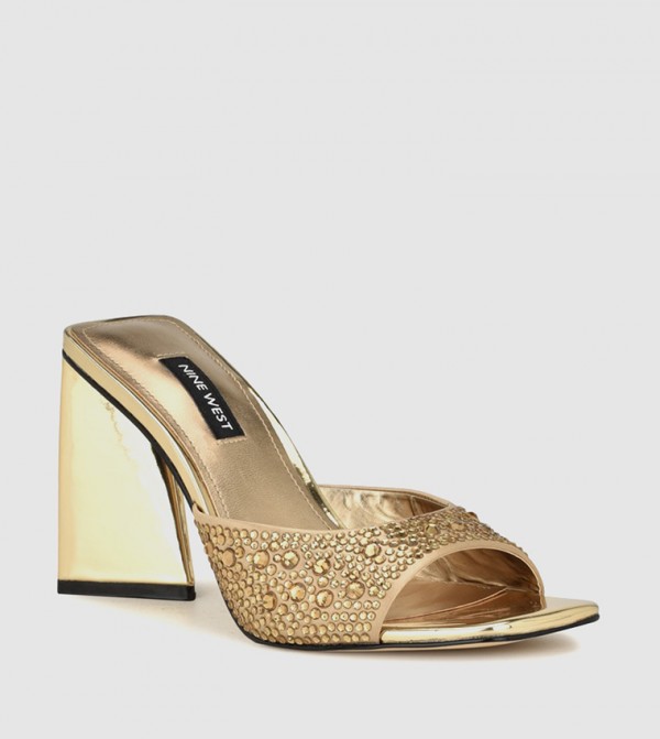 YOUGOS-FW Embellished Block Heel Sandals
