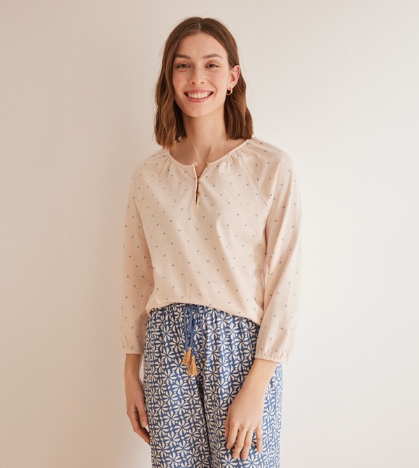 Printed 3/4 Sleeves Sleep Top