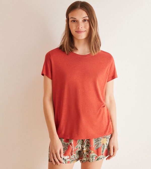 Solid Short Sleeves Sleep T-Shirt