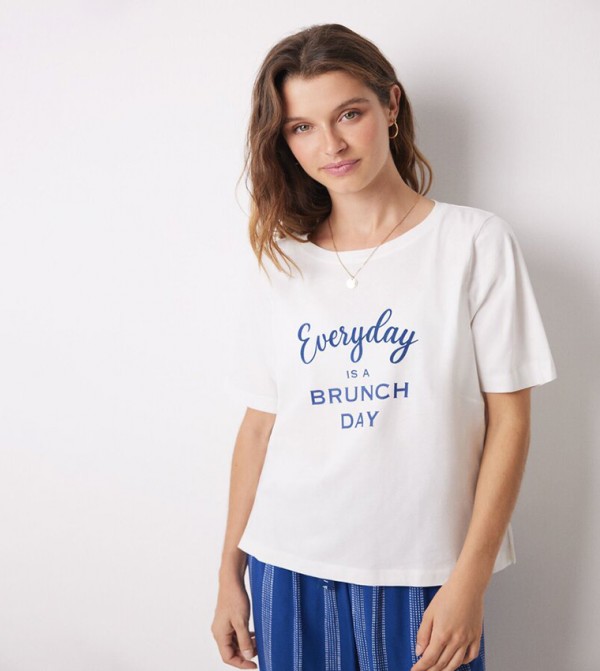 Printed Short Sleeves Sleep T-Shirt
