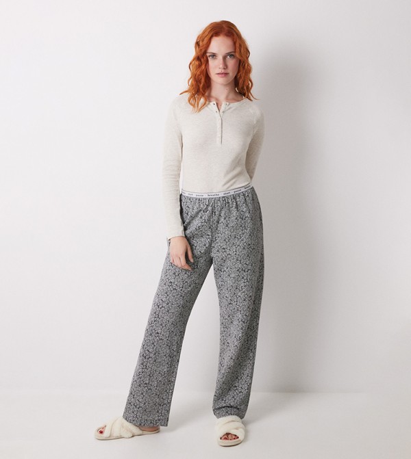 Patterned Elastic Waist Pyjama Pants
