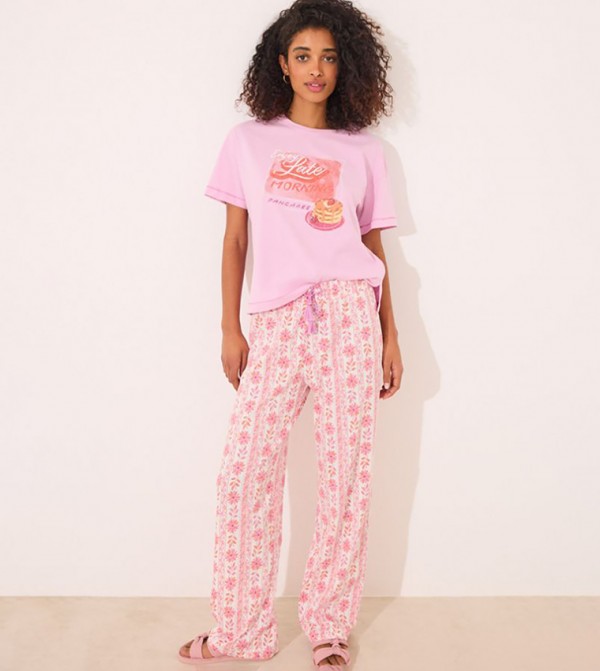 Floral Printed Cotton Lounge Pants