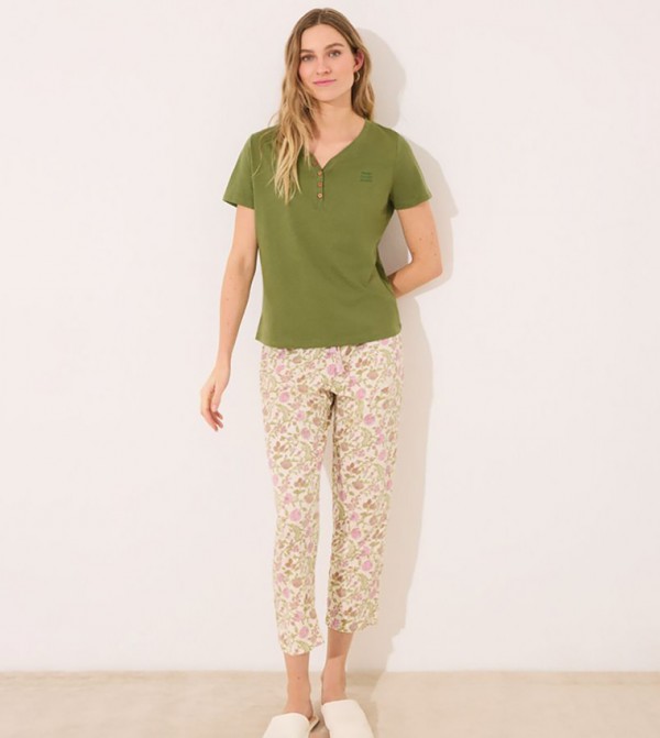 Floral Printed Cotton Lounge Pants