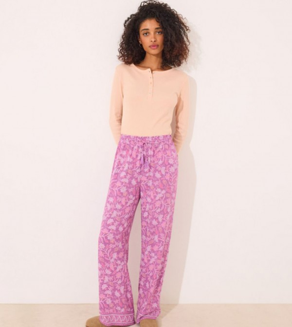 Printed Elastic Waist Lounge Pants