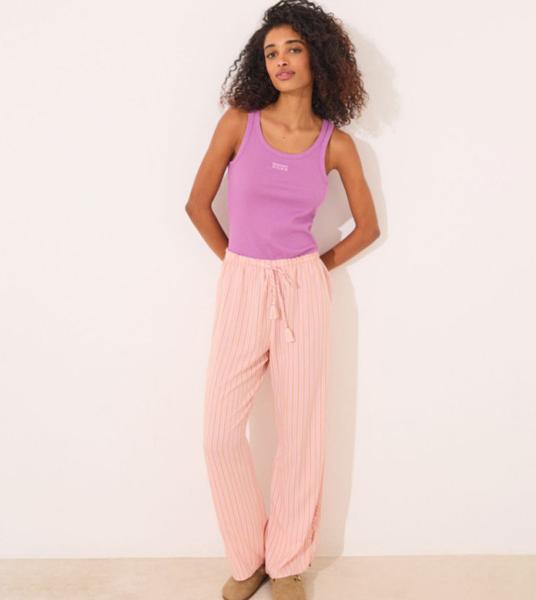 Striped Elastic Waist Viscose Lounge Pants