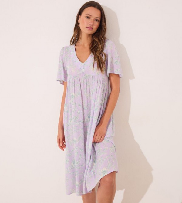 Viscose Print Midi Dress