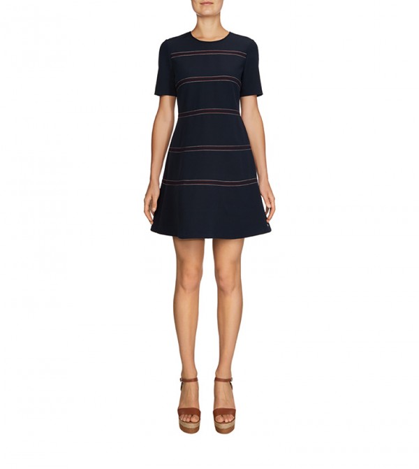 signature tape fit and flare dress