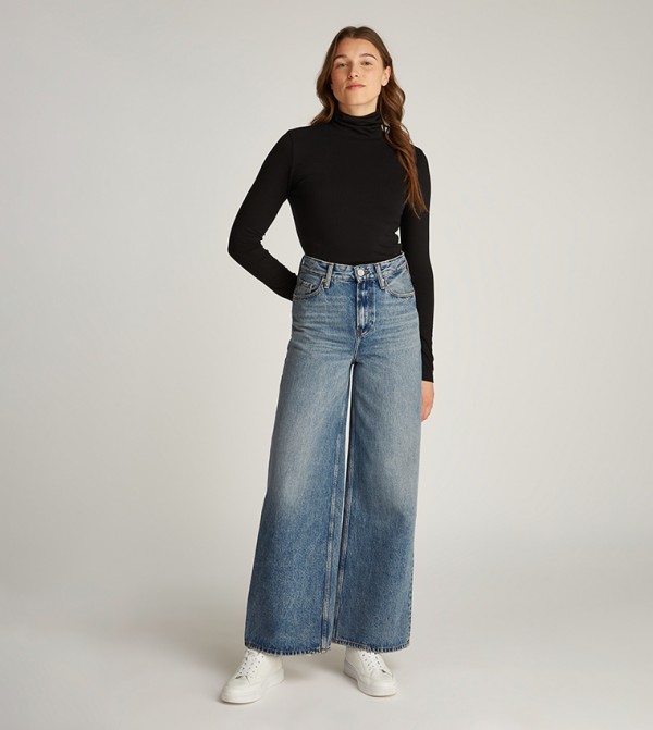 Faded Wide Leg Jeans