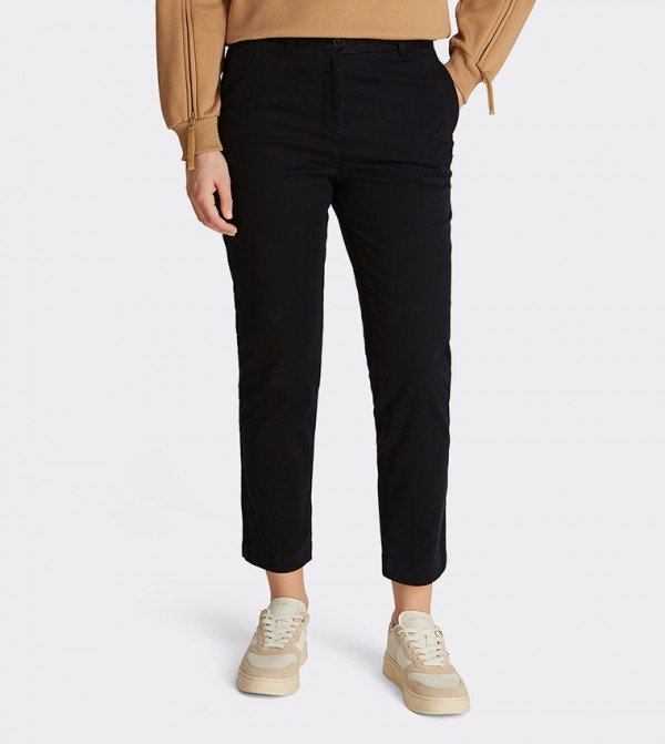 Solid Slim Fit Cropped Pants