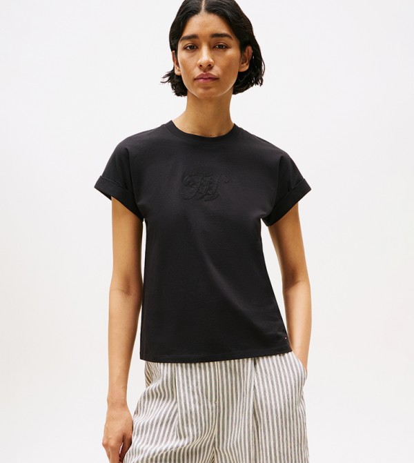 Monogram Embroidered Short Sleeves T-Shirt