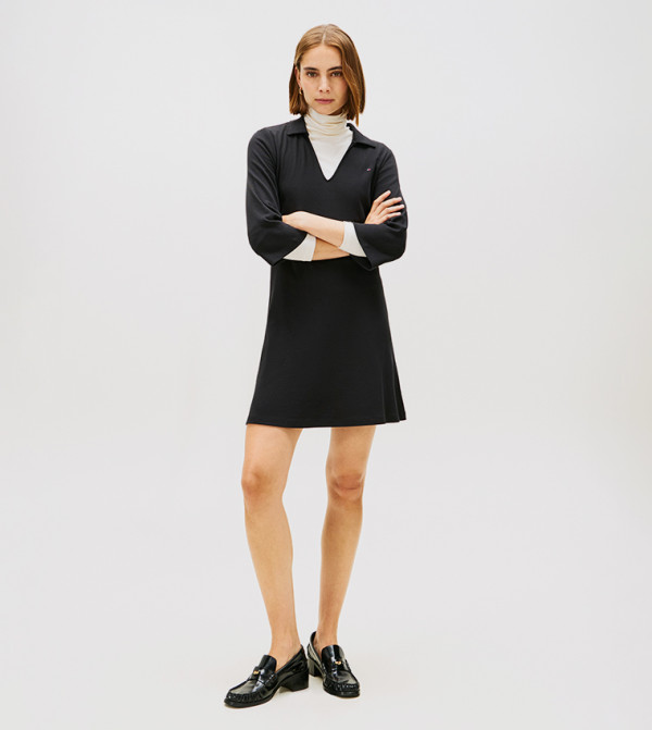 Logo Detail Long Sleeves Mini Dress