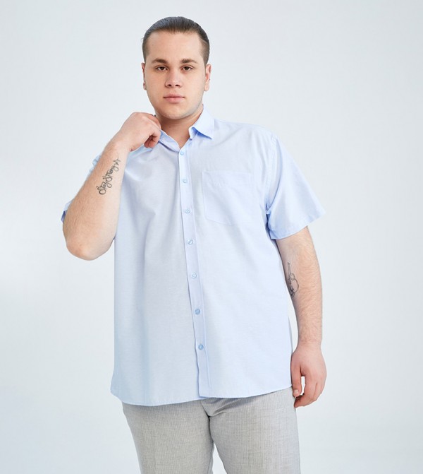 Short sleeve blue shirt sale