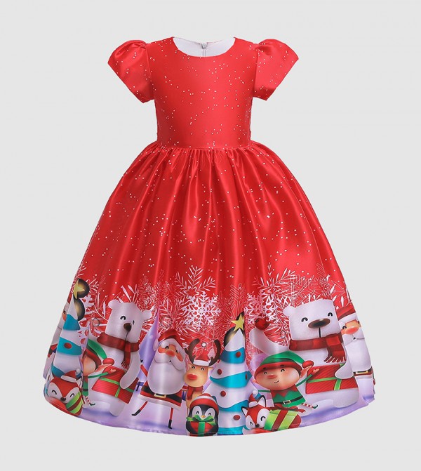 Christmas and New Year Theme Fit and Flare Dress