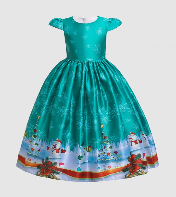 Christmas Theme Fit and Flare Party Dress