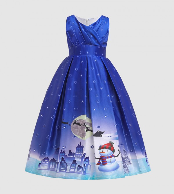 Christmas Santa Theme Box Pleated Dress