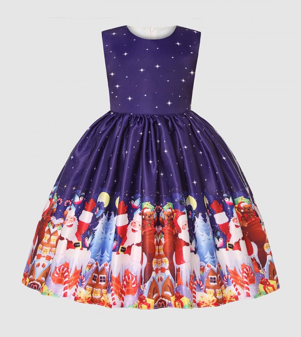 Christmas Santa Theme Fit and Flare Gown