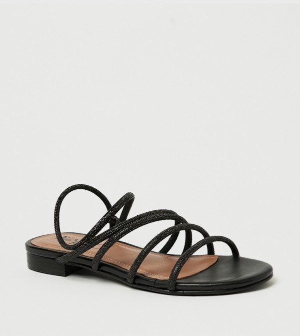 AIDEN Embellished Open Toe Flat Sandals