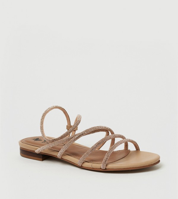 DAHLIA Embellished Open Toe Flat Sandals