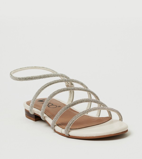 CLOVIS Embellished Open Toe Flat Sandals
