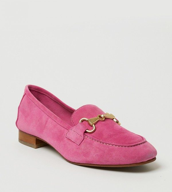 NYLA Suede Metal Accent Loafers