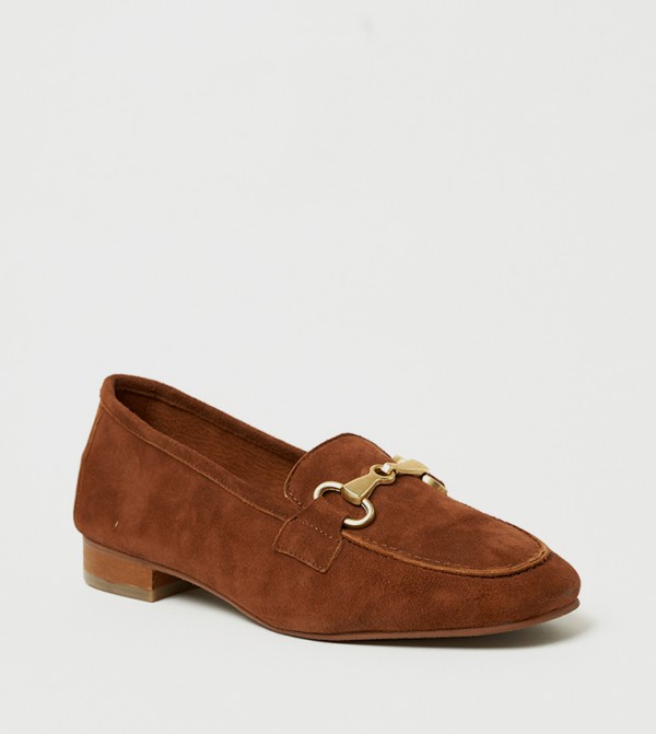 KIRA Suede Metal Accent Loafers