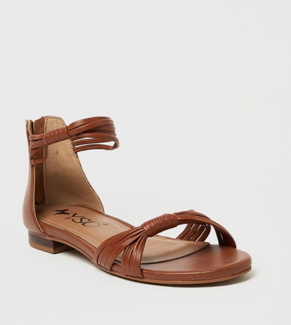 CHARLEE Open Toe Ankle Strap Flat Sandals