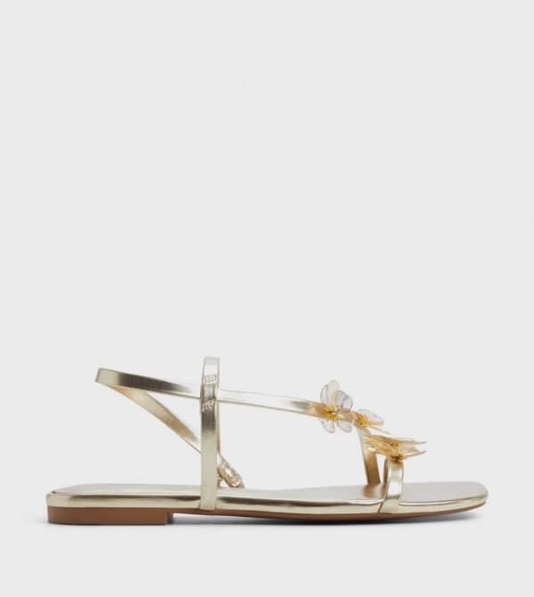 ZERAH Appliqued Slingback Flat Sandals