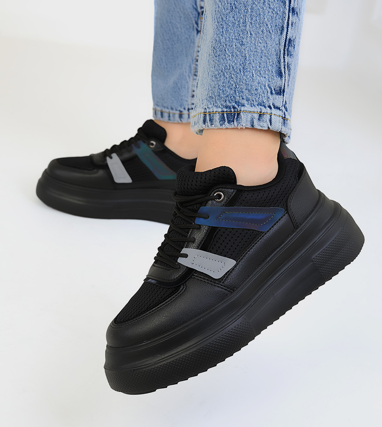 Round Toe Lace-Up Platform Sneakers