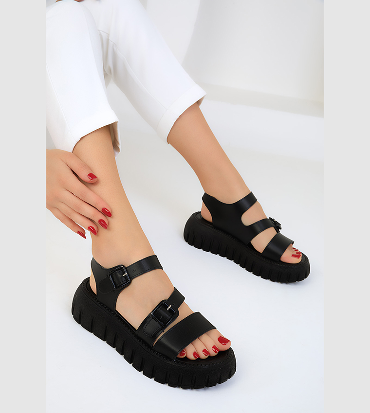 Buckle Closure Chunky Sandals