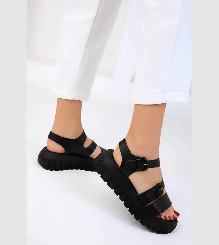 Buckle Closure Chunky Sandals
