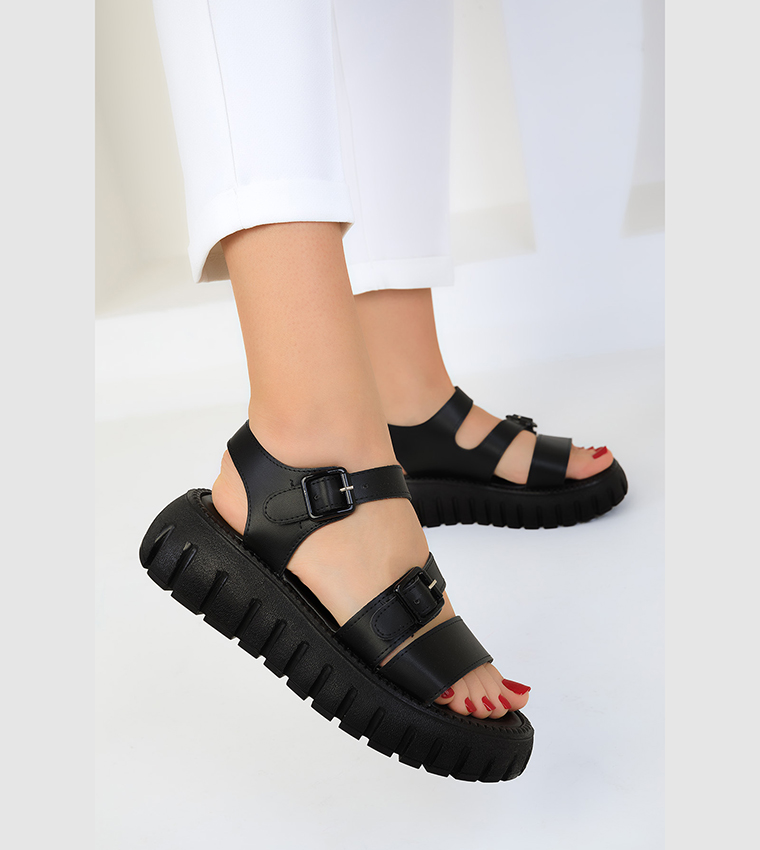 Buckle Closure Chunky Sandals