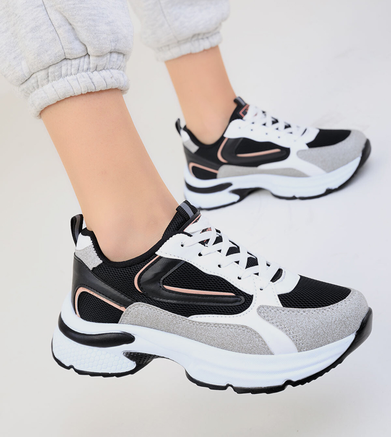 Round Toe Lace-Up Sneakers