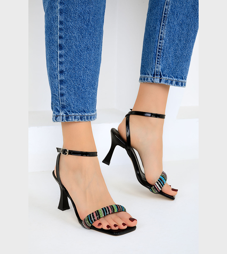 Embellished ankle strap heels hotsell