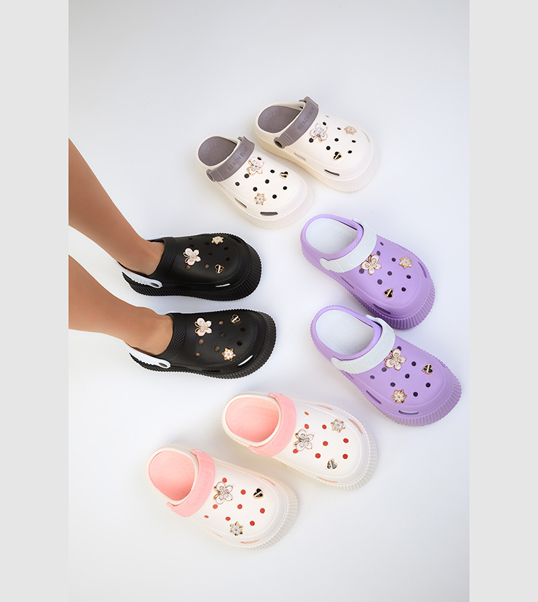Embellished Perforated Clogs