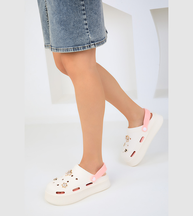 Embellished Perforated Clogs