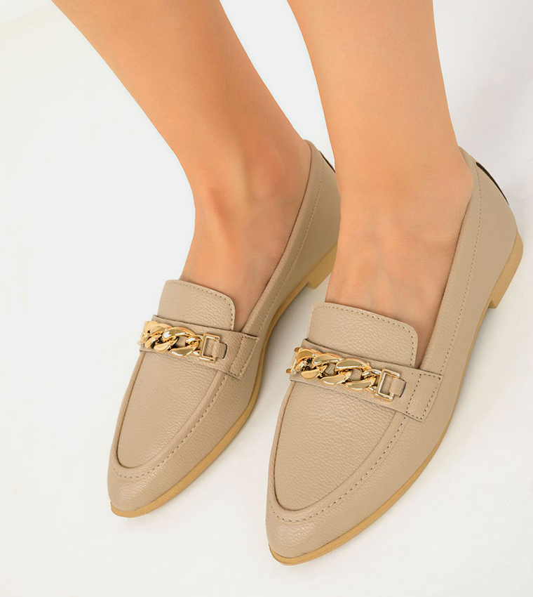 Chain-Link Detail Loafers