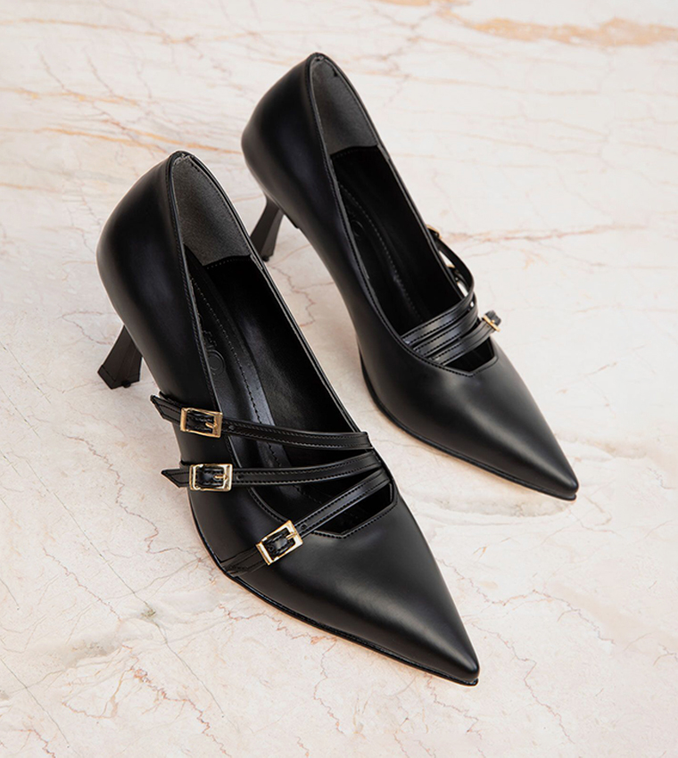 Buckle Detail Pointed Toe Pumps