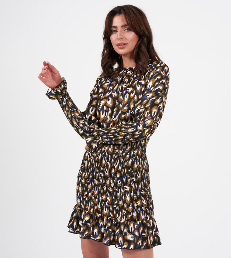 Printed Smocked Mini Dress