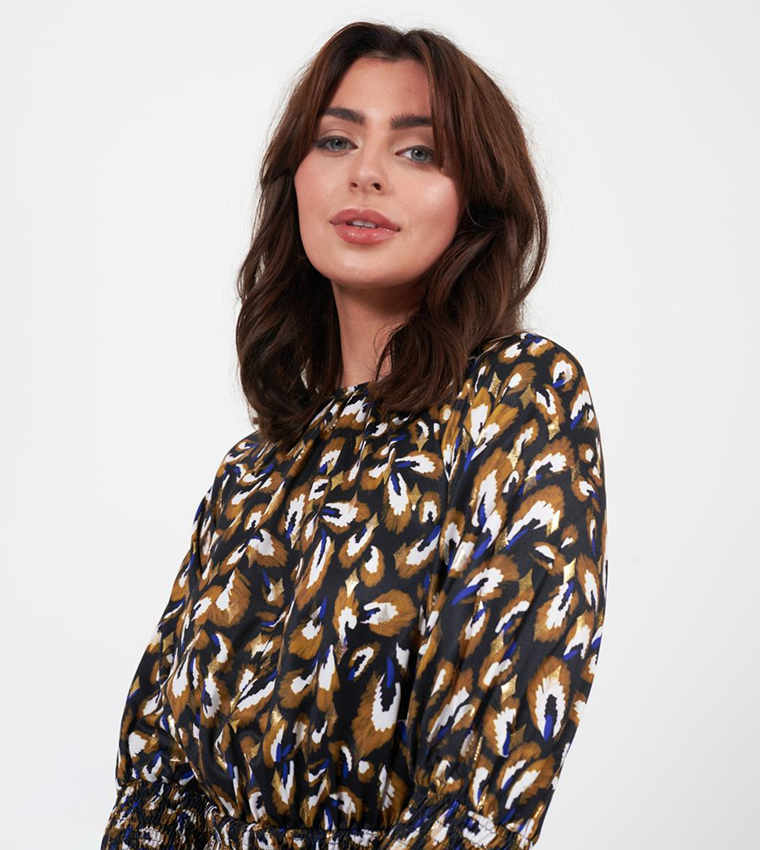 Printed Smocked Mini Dress