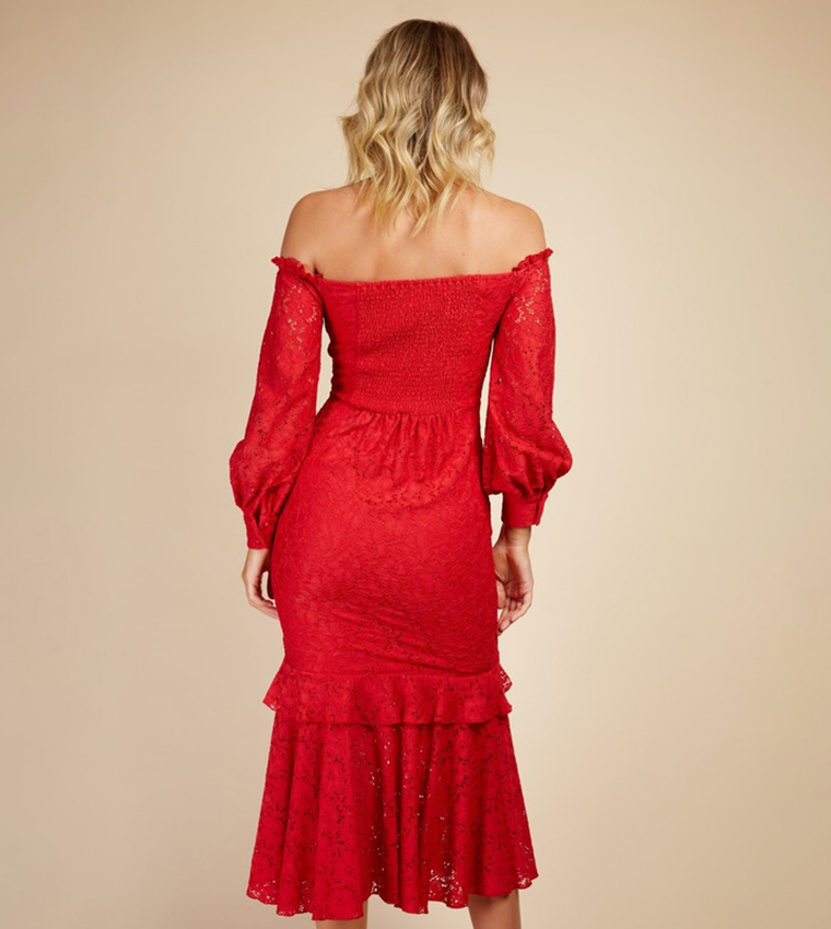 Princess Dresses Little Miss Mistress Dresses Buy Little Mistress Laced Off  Shoulder Midaxi Dress In Red 6thStreet UAE