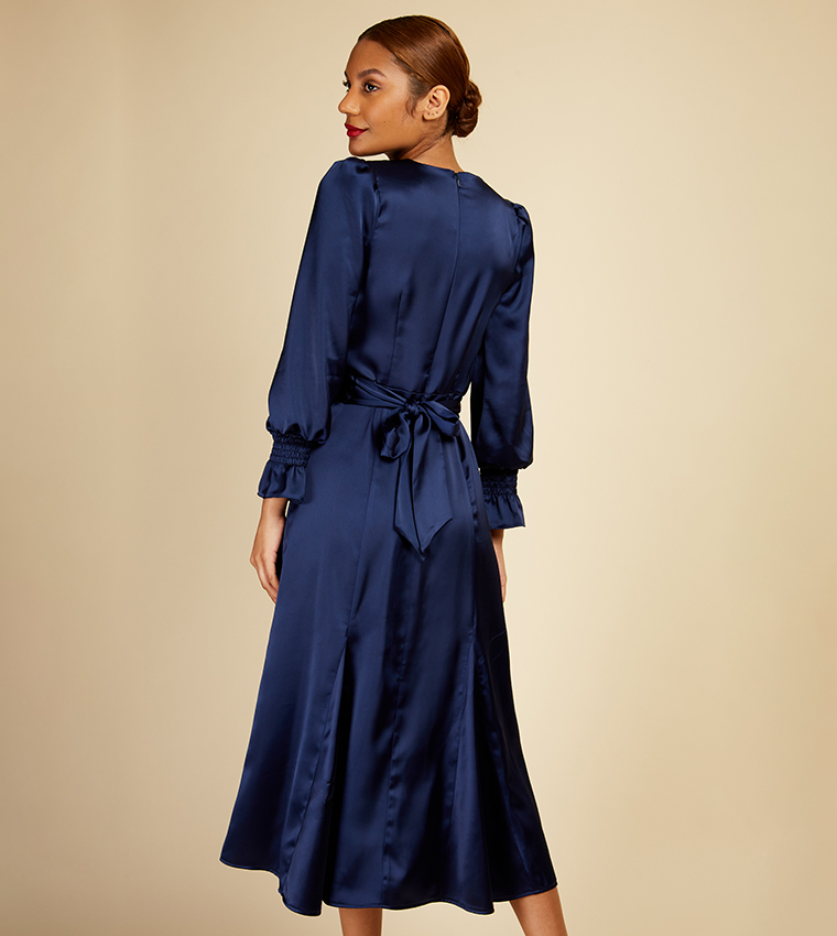 Satin Twist Detail Midi Dress