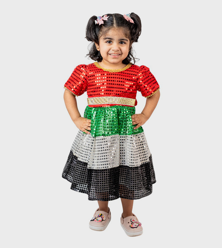 UAE National Flag Themed Sequined Dress