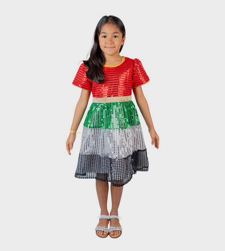 UAE National Flag Themed Sequined Dress